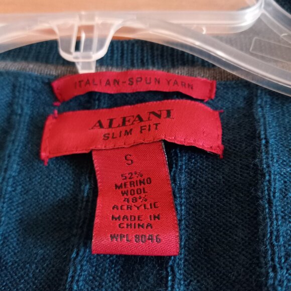 Dark Teal Merino Wool Blend V Neck Sweater 90s Minimalist Academia Classic - Picture 13 of 14